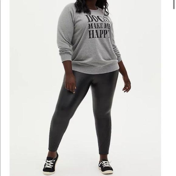 torrid Pants - PLATINUM LEGGING - FAUX LEATHER QUILTED HEM
